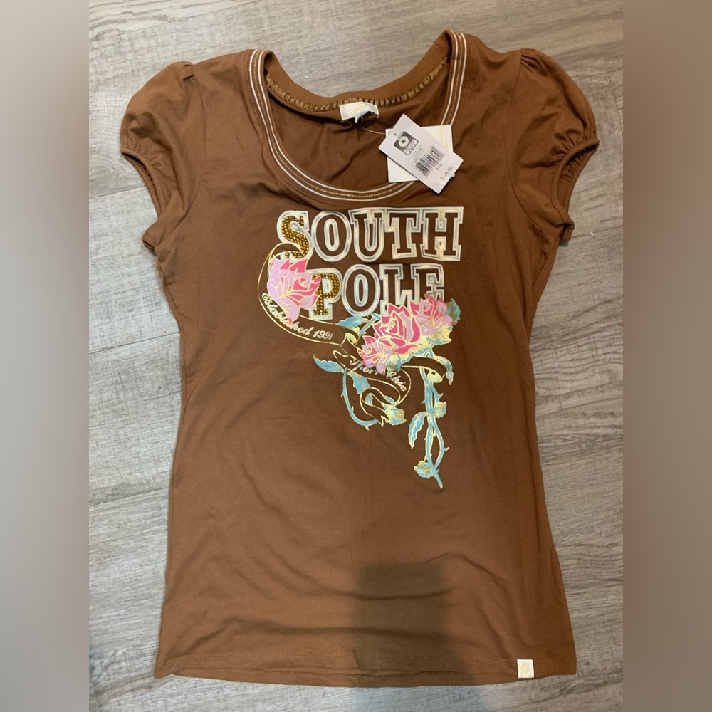 Vntg NWL Brown South Pole Graphic T-Shirt size XXL Womens